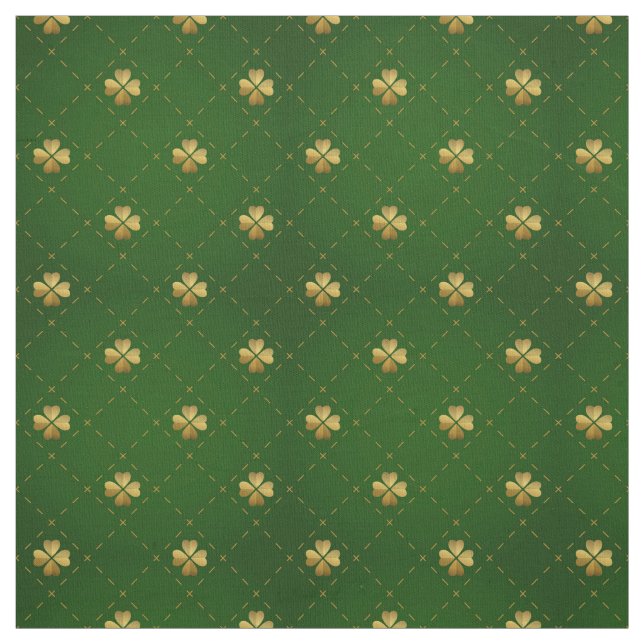 Golden Green Clover Pattern Fabric (Swatch)