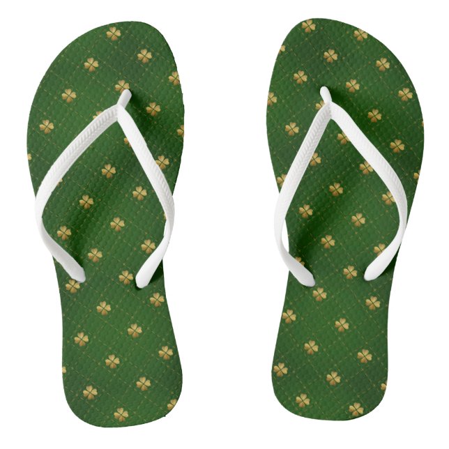 Golden Green Clover Pattern Jandals (Footbed)