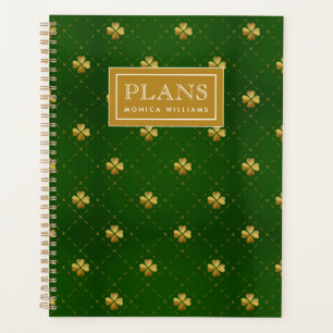Golden Green Clover Pattern Planner