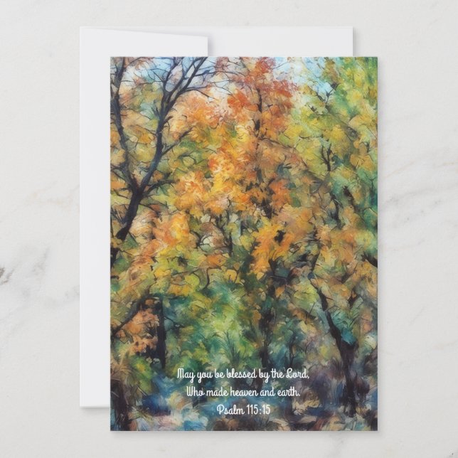 Golden Green Trees Faith Bible Verse Flat Card (Front)