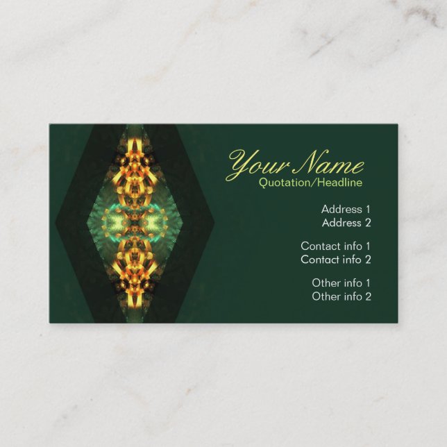 Golden Green Triangle Fractal Art Business Card (Front)