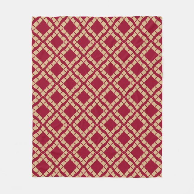 Golden grid geometric seamless pattern in oriental fleece blanket (Front)