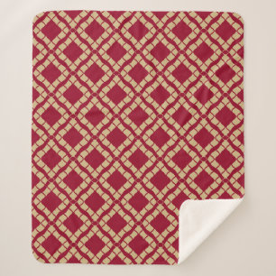 Golden grid geometric seamless pattern in oriental sherpa blanket