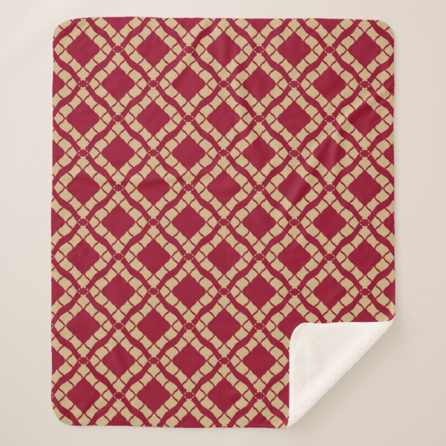 Golden grid geometric seamless pattern in oriental sherpa blanket (Front)