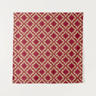Golden grid geometric seamless pattern in oriental tapestry