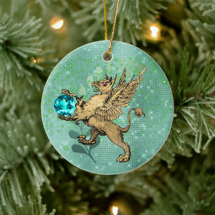Golden Griffin Ceramic Tree Decoration