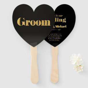 Golden Groom Wedding Hand Fan