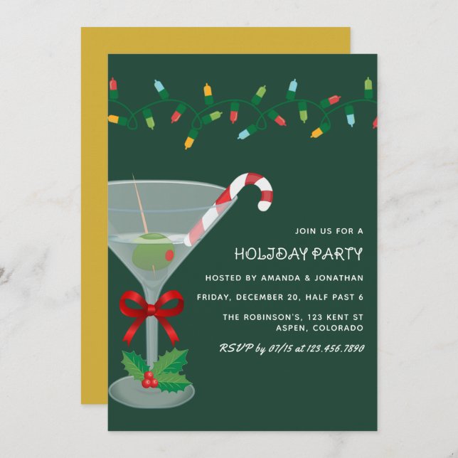 Golden Grove Christmas Holiday Cocktail Party Invitation (Front/Back)