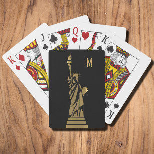GOLDEN GRUNGE STATUE OF LIBERTY PLAYING CARDS