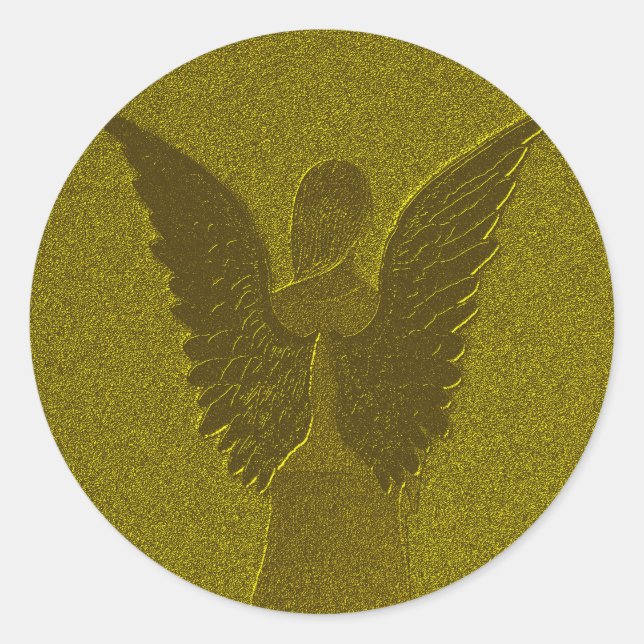 Golden Guardian Angel Classic Round Sticker (Front)