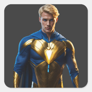 "Golden Guardian: Square Sticker