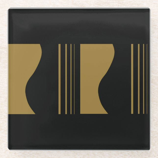 Golden Guitar Glass Coaster (Front)