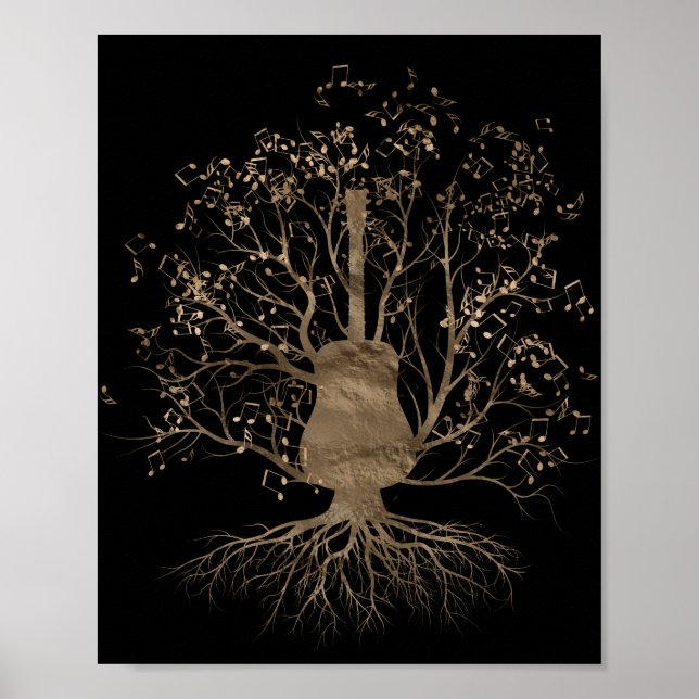 Golden Guitar Music Tree Poster (Front)