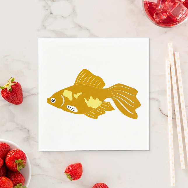 Golden Guppy Fish Cute Tropical Aquarium Fish  Napkin (Creator Uploaded)