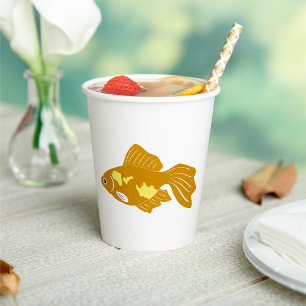 Golden Guppy Fish Cute Tropical Aquarium Fish Paper Cups