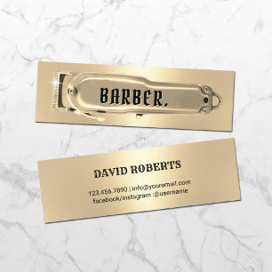 Golden Hair Clipper Barber Shop Hairdresser Mini Business Card