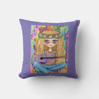 Golden Hair Hippie Chick Purple Guitar Peace Sign