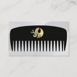 Golden Hair Scissors Logo Salon Business Card