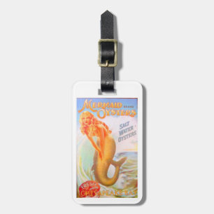golden haired mermaid luggage tag