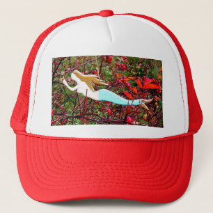 golden-haired mermaid trucker hat