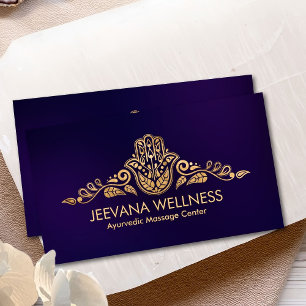 Golden Hamsa Hand Paisley Ornament Business Card