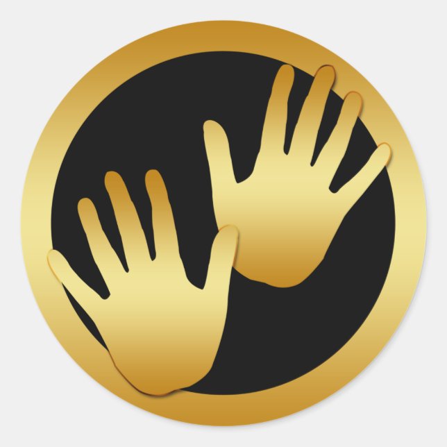 GOLDEN HANDS CLASSIC ROUND STICKER (Front)