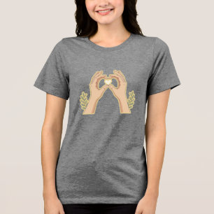 Golden Hands Heart – Cute Family-Friendly Cartoon Tri-Blend Shirt