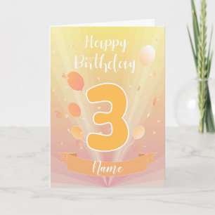 Golden Happy 3rd birthday Card