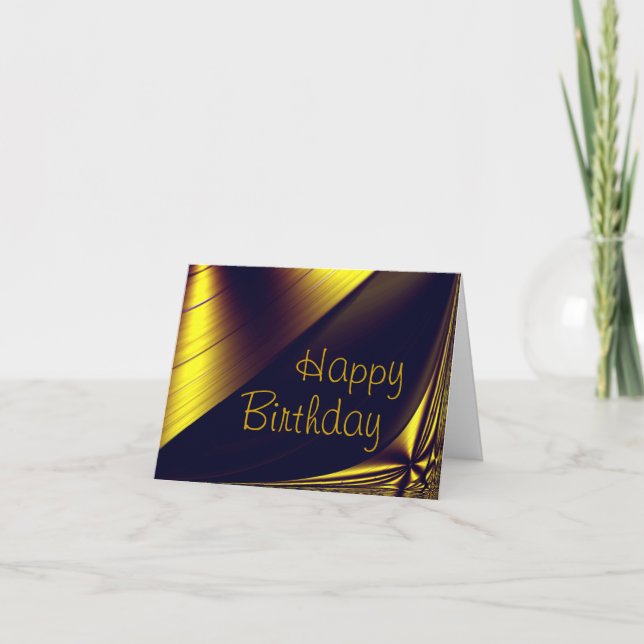 Golden Happy Birthday Card (Front)