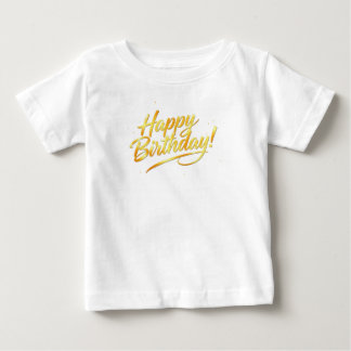 Golden Happy Birthday Typography  Baby T-Shirt