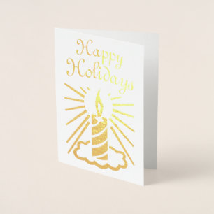 Golden Happy Holidays Candle Foil Card