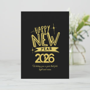 Golden Happy New Year Black Card