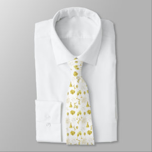 Golden Happy New Year Pattern Tie