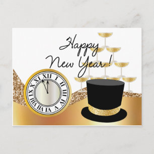 Golden Happy New Year Postcard