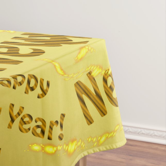 golden happy new years text tablecloth (In Situ)