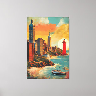 Golden Harbour Skyline Canvas Print