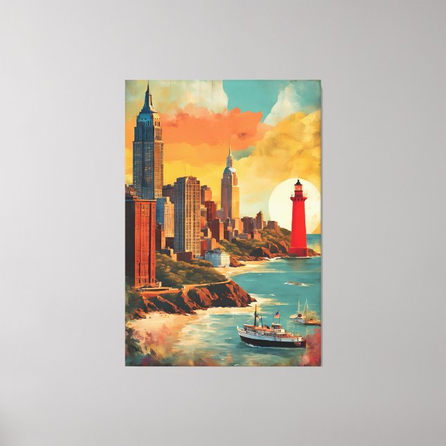 Golden Harbour Skyline Canvas Print (Front)