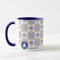 Golden Harmony Blue Gold Mosaic Mediterranean