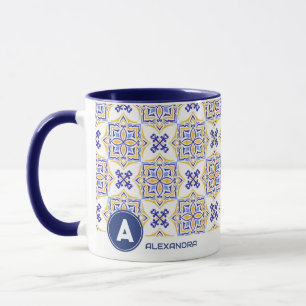 Golden Harmony Blue Gold Mosaic  Mediterranean  Mug