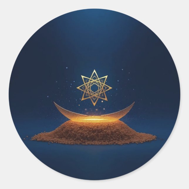 Golden Harmony – Shree Yantra’s Divine Resonance Classic Round Sticker (Front)