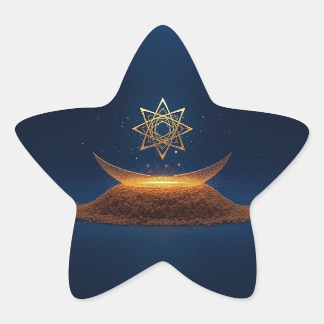 Golden Harmony – Shree Yantra’s Divine Resonance Star Sticker (Front)