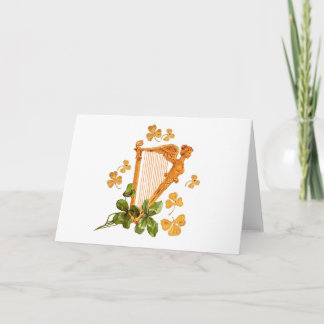 Golden Harp and Shamrocks Of Ireland Card