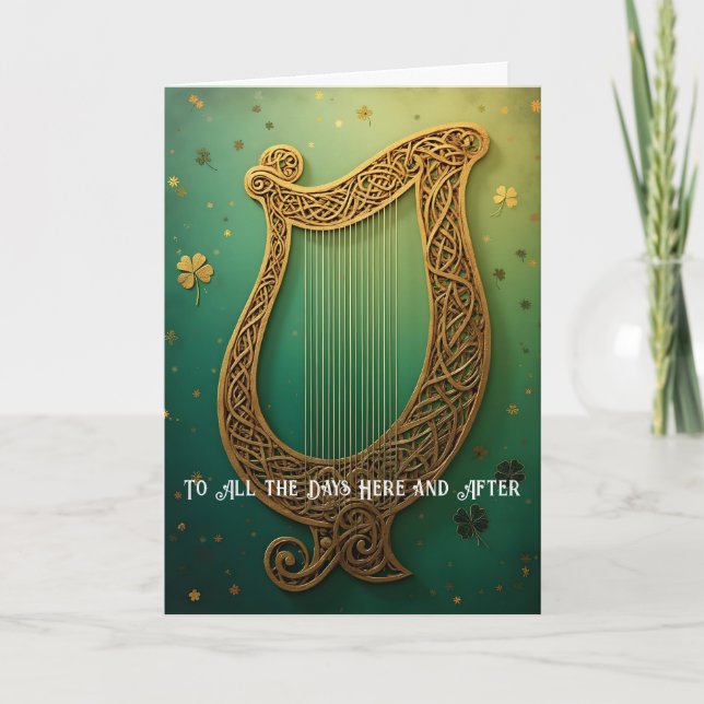 Golden Harp Irish Toast St. Patrick's Day Holiday Card (Front)