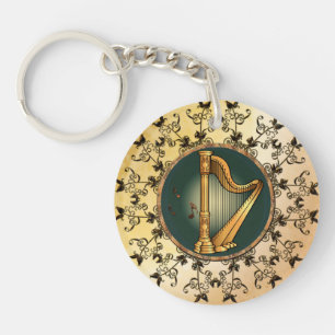 Golden harp key ring