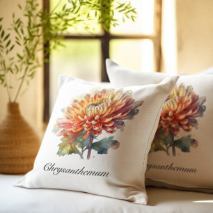 Golden Harvest Chrysanthemum, custom Cushion