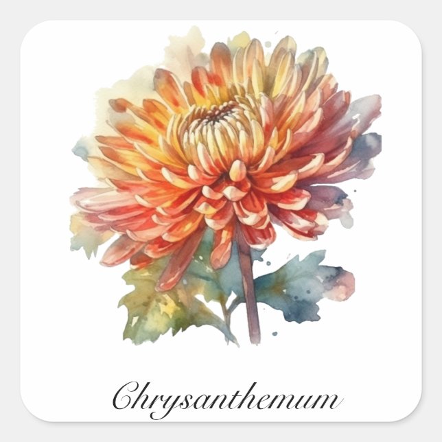 Golden Harvest Chrysanthemum, custom Square Sticker (Front)