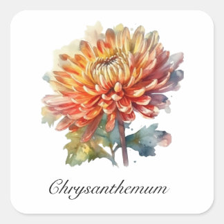Golden Harvest Chrysanthemum, custom Square Sticker