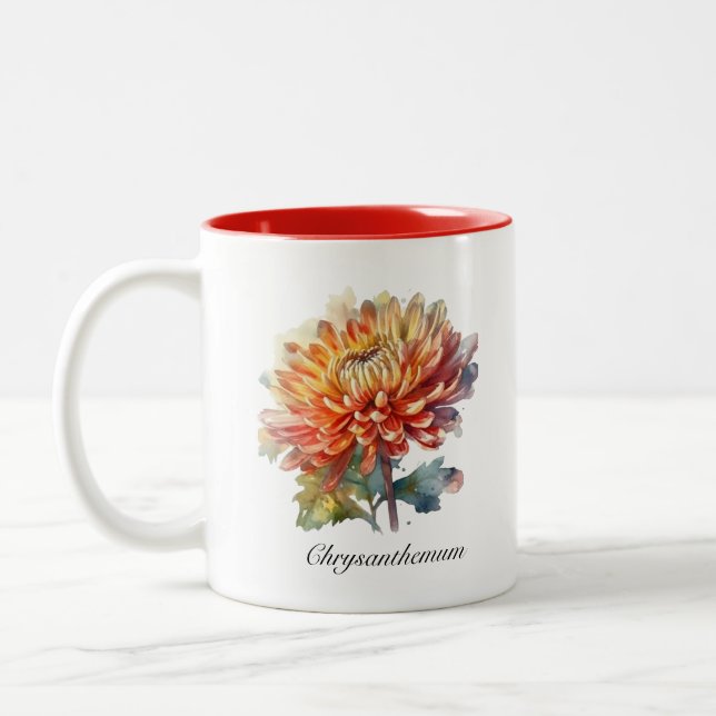 Golden Harvest Chrysanthemum, custom Two-Tone Coffee Mug (Left)