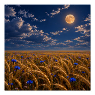 Golden Harvest Moon Poster