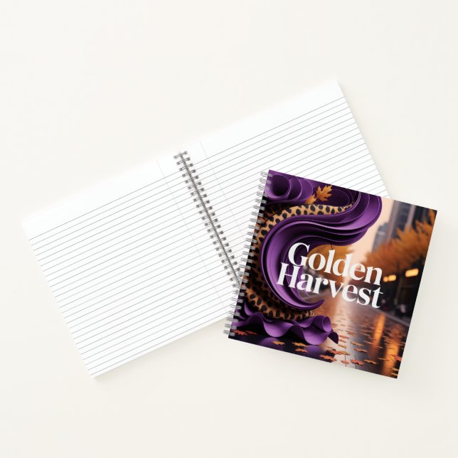 Golden Harvest Purple Leopard Fall Luxury Design  Notebook (Inside)